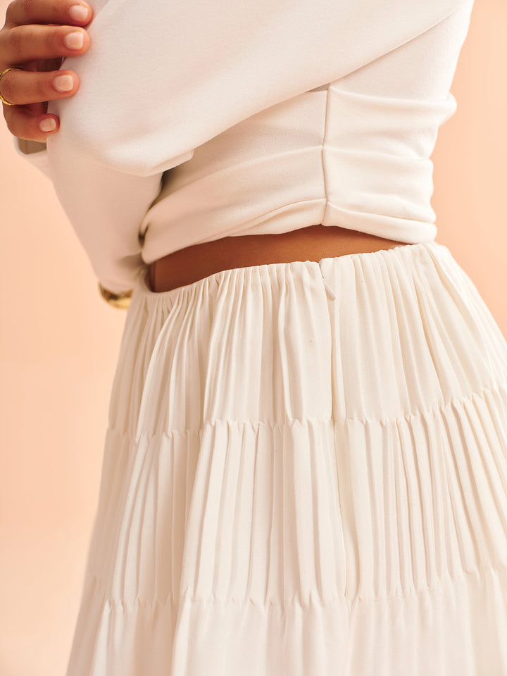 Asymmetric One-Shoulder Top and Ruffled Skirt Set  Liora Lane Boutique Skirt Sets