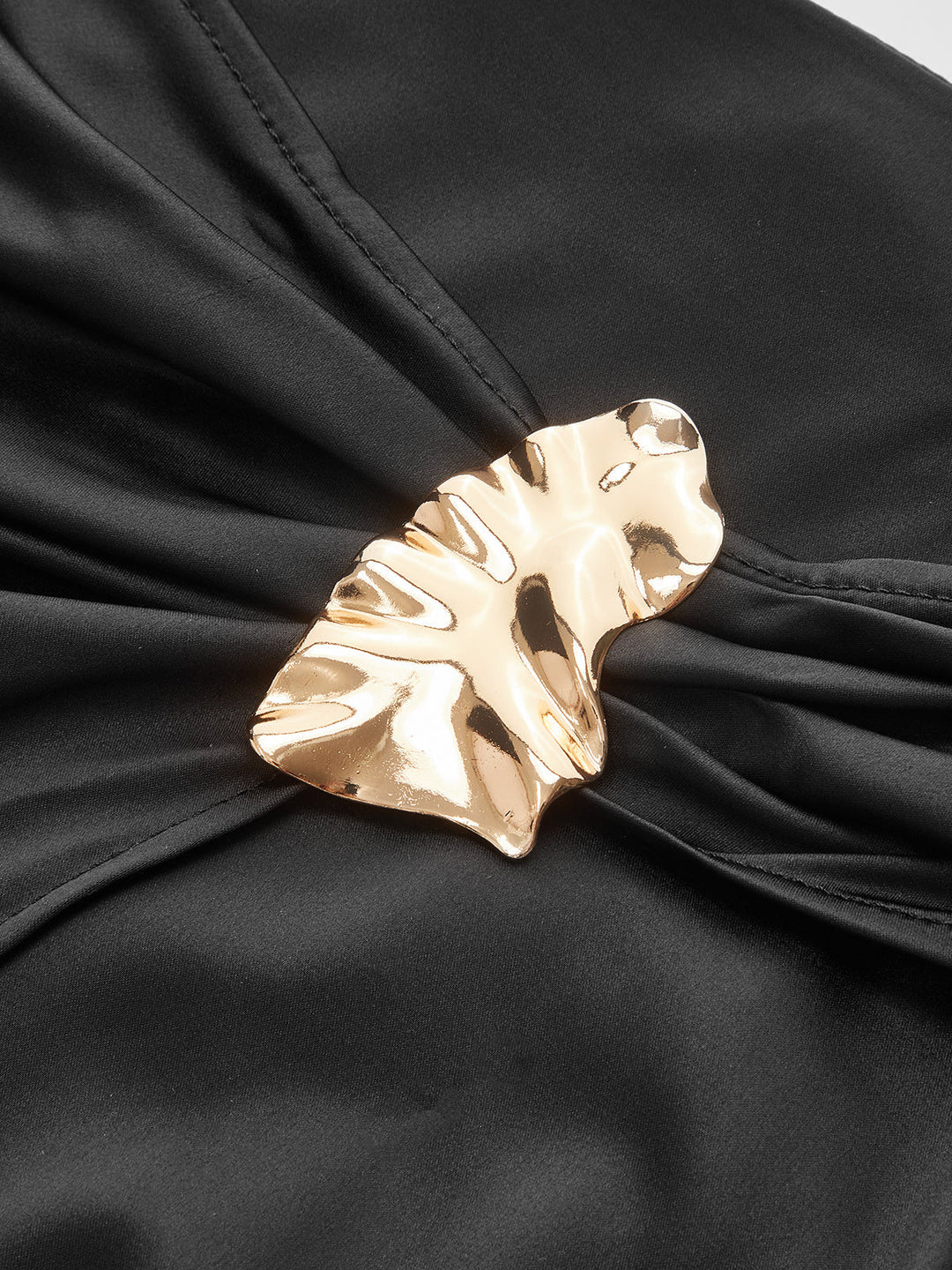 Metal Buckle Satin Slit Midi Skirt  Liora Lane Boutique Skirts