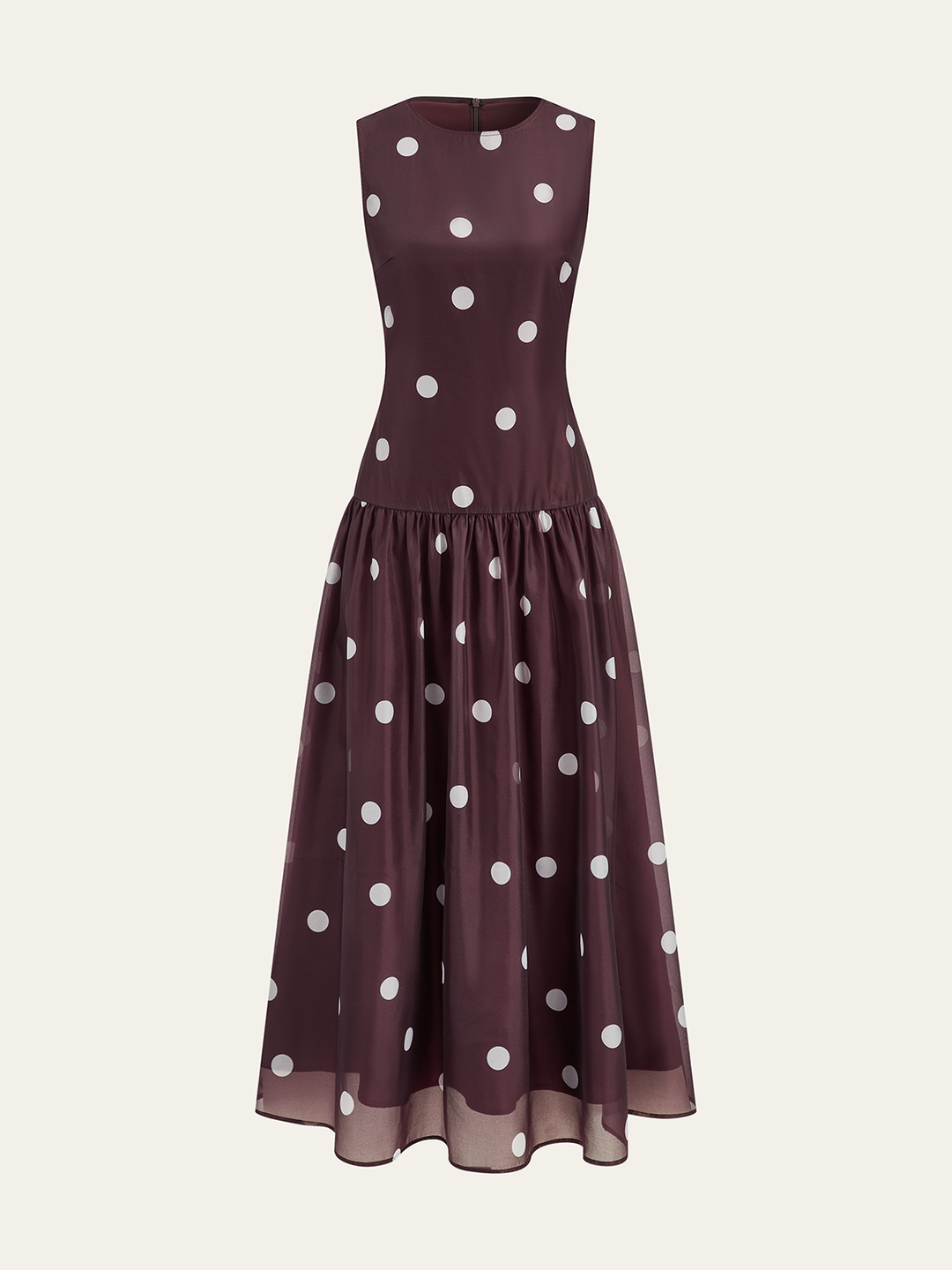Polka Dot Sleeveless Chiffon Maxi Dress  Liora Lane Boutique Dresses Purple / XL 84.99