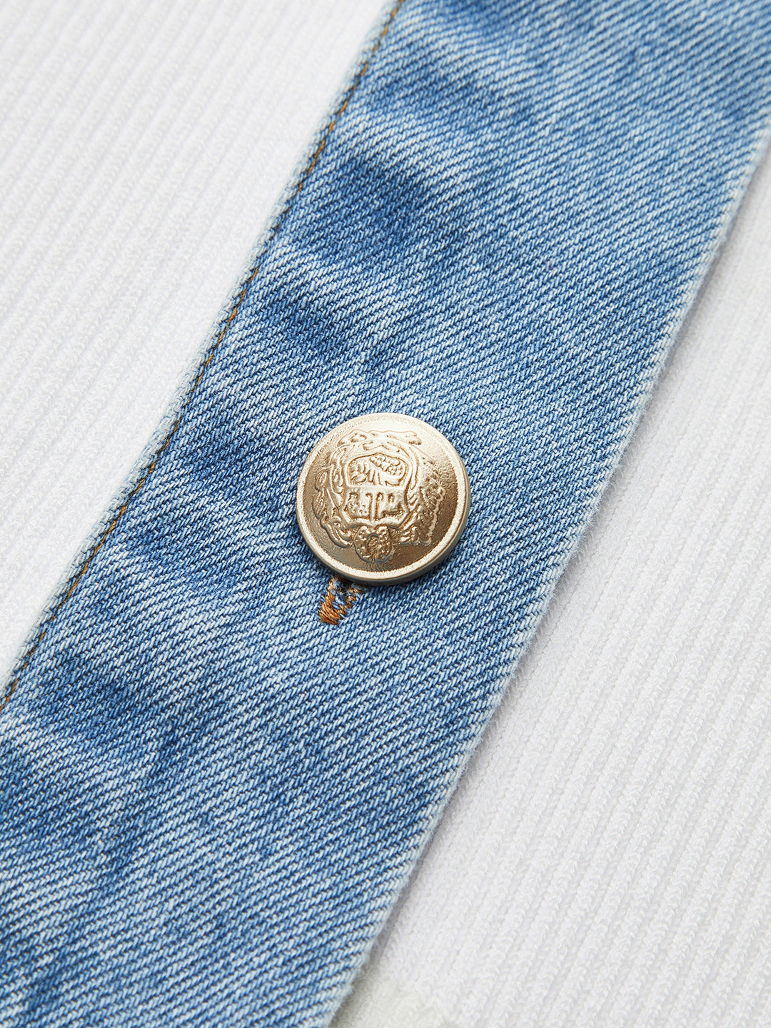 Knitted and Denim Contrast Button Top  Liora Lane Boutique Cardigans