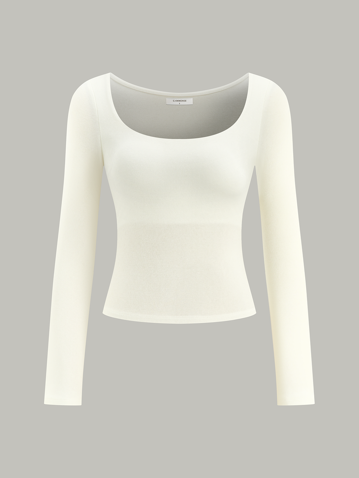Bra-Free Slim Fit Low Neck Long Sleeve Top  Liora Lane Boutique T-Shirts