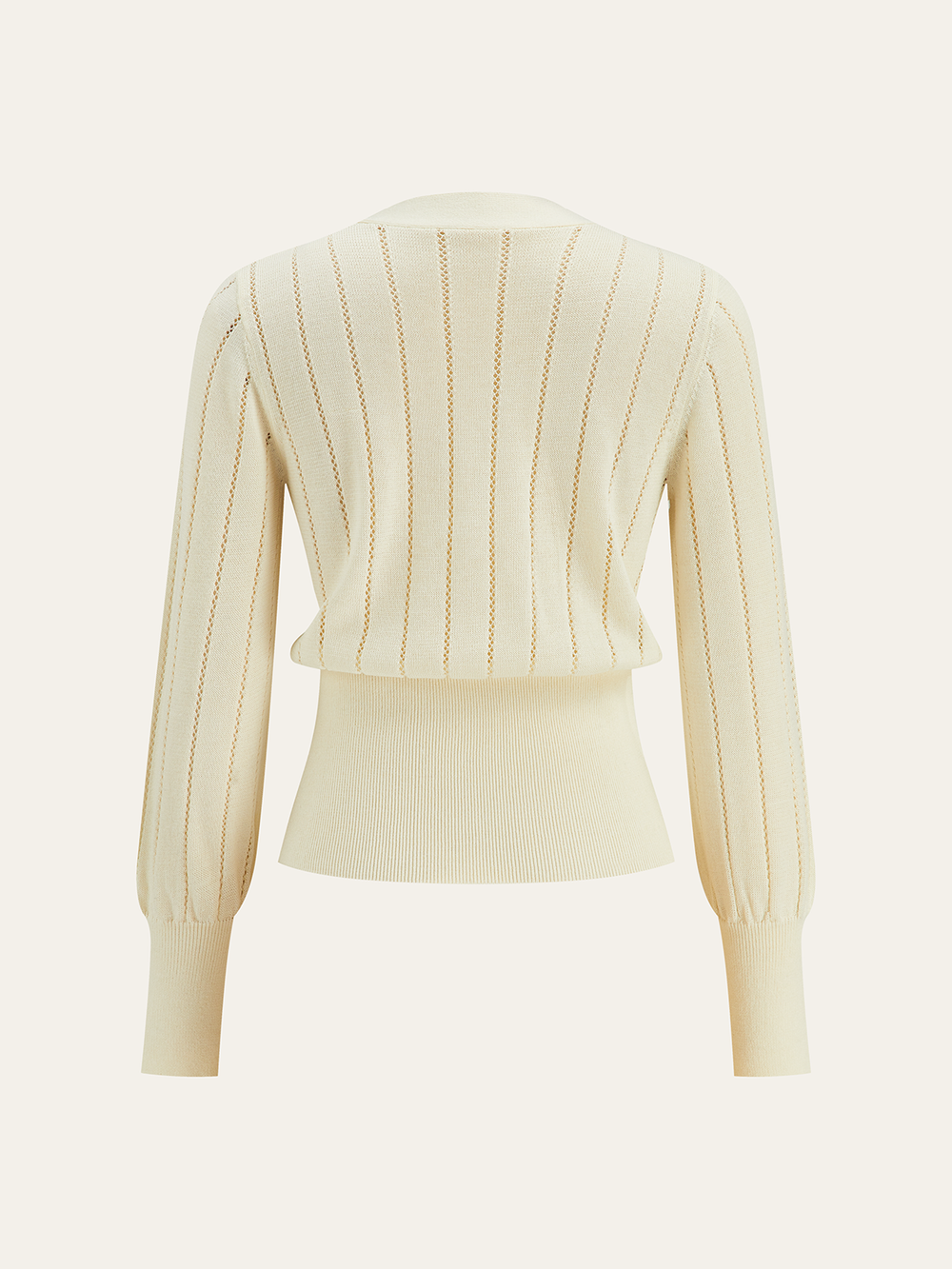 Eyelet-Striped Waist-Cinched Knit Cardigan  Liora Lane Boutique Cardigans
