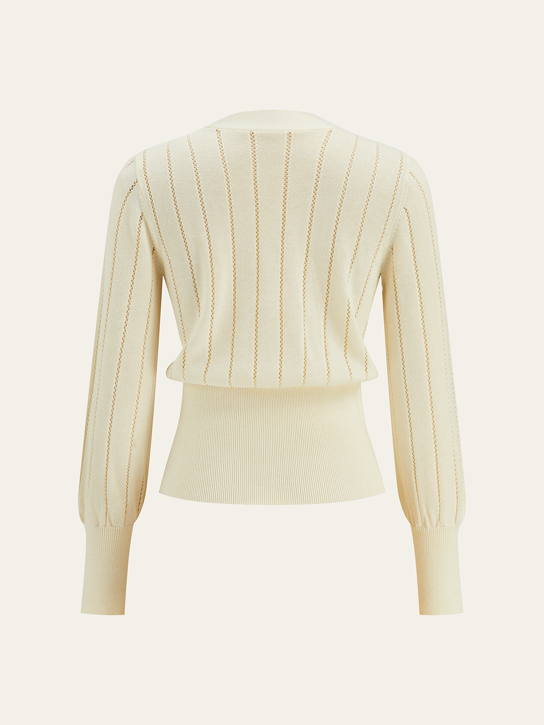 Eyelet-Striped Waist-Cinched Knit Cardigan  Liora Lane Boutique Cardigans