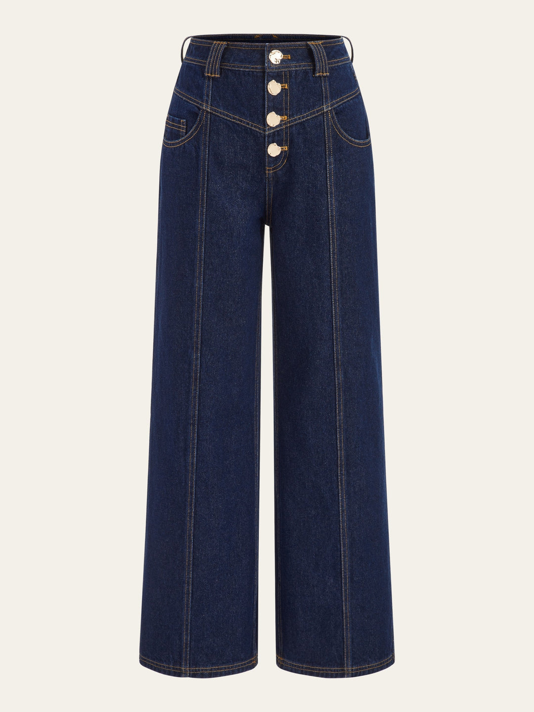 Mid-Waist Wide-Leg Button Front Jeans  Liora Lane Boutique Jeans Blue / XL 68.00