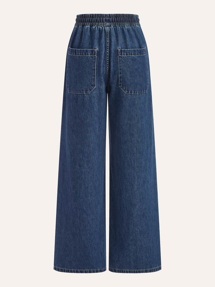 Denim Drawstring Waist Wide-Leg Pants  Liora Lane Boutique Jeans