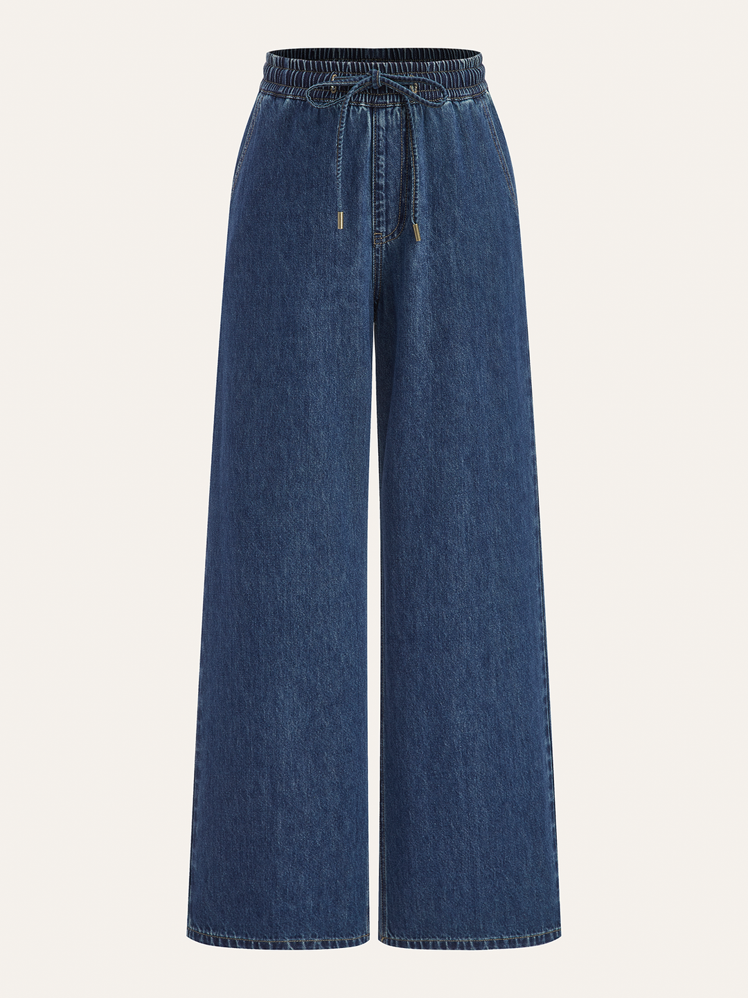 Denim Drawstring Waist Wide-Leg Pants  Liora Lane Boutique Jeans Blue / XL 56.00