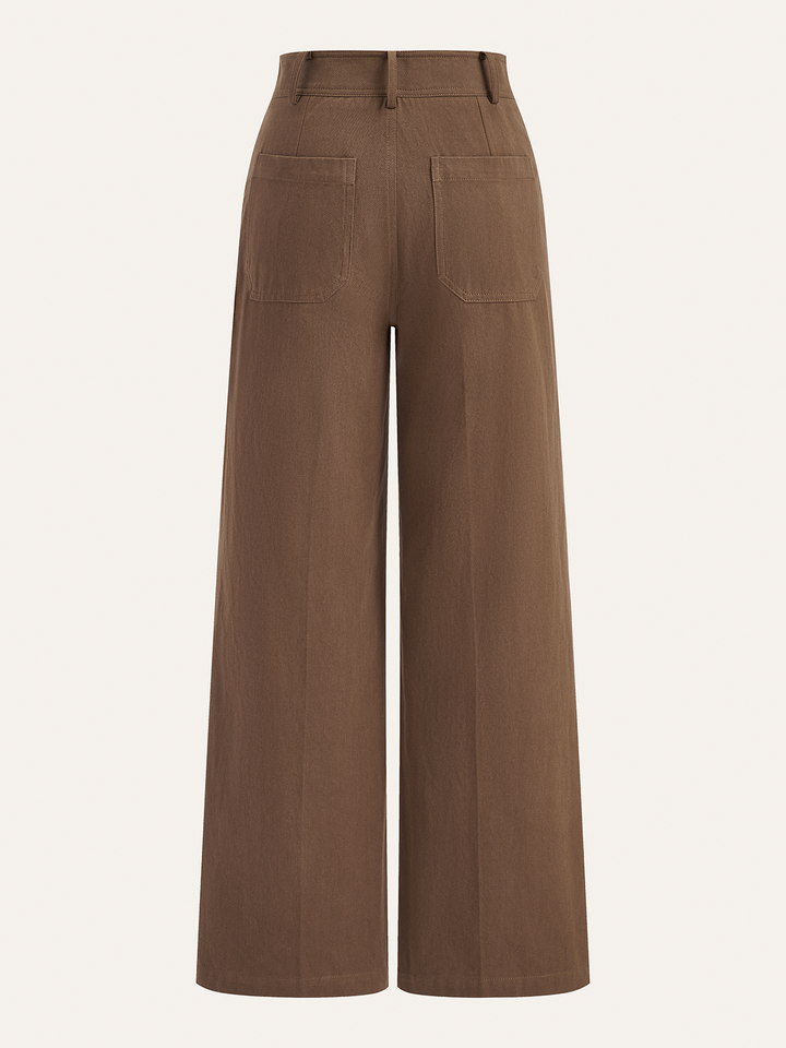 Cotton Mid-Waist Wide-Leg Pants  Liora Lane Boutique Pants