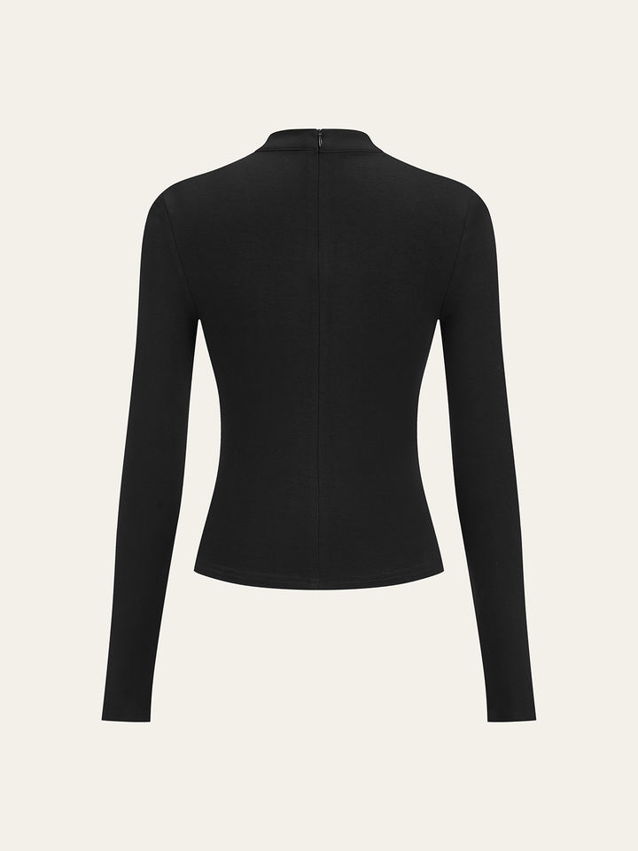 Metal Detail Mock Neck Long Sleeve T-Shirt  Liora Lane Boutique T-Shirts