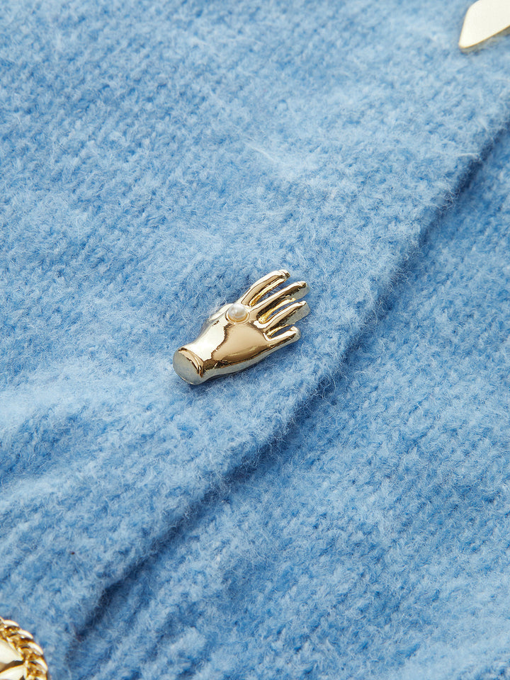 Metal Detail Knit Cardigan  Liora Lane Boutique Cardigans