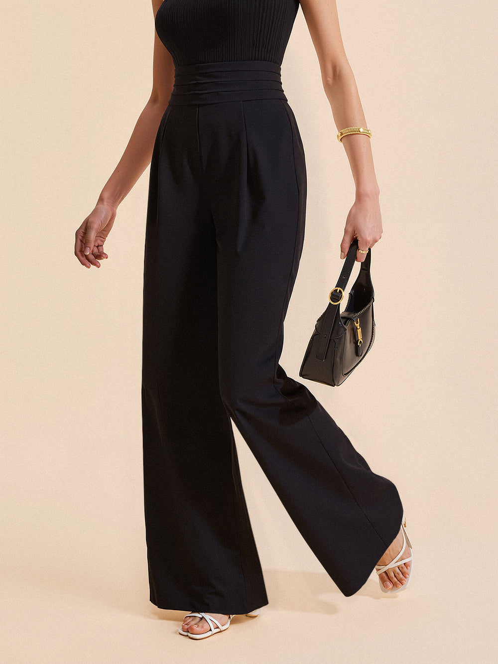 High-Waist Pleated-Waistband Wide-Leg Pants  Liora Lane Boutique Pants