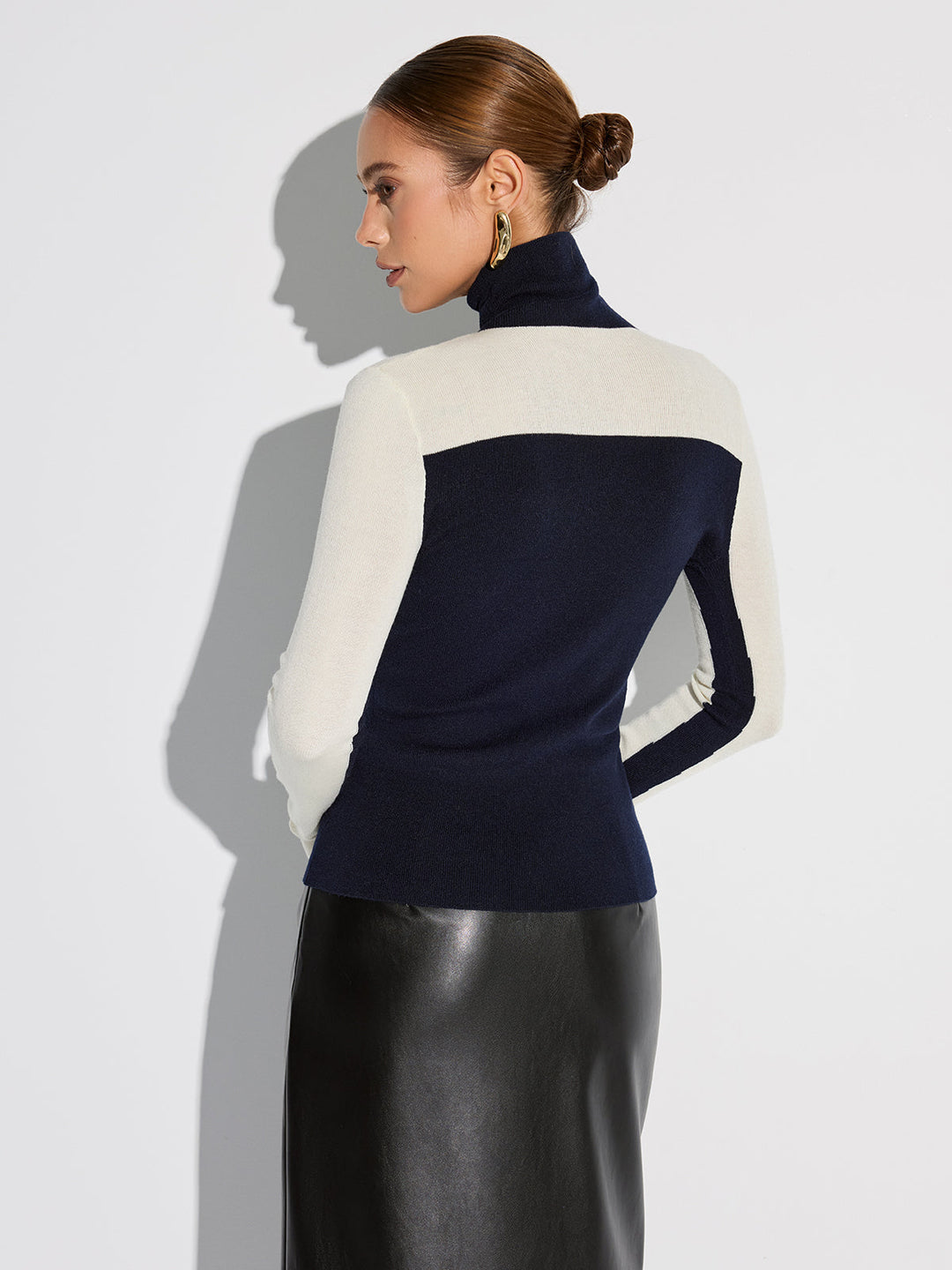Turtleneck Two-Tone Wool Blend Knit Top  Liora Lane Boutique Knit Tops