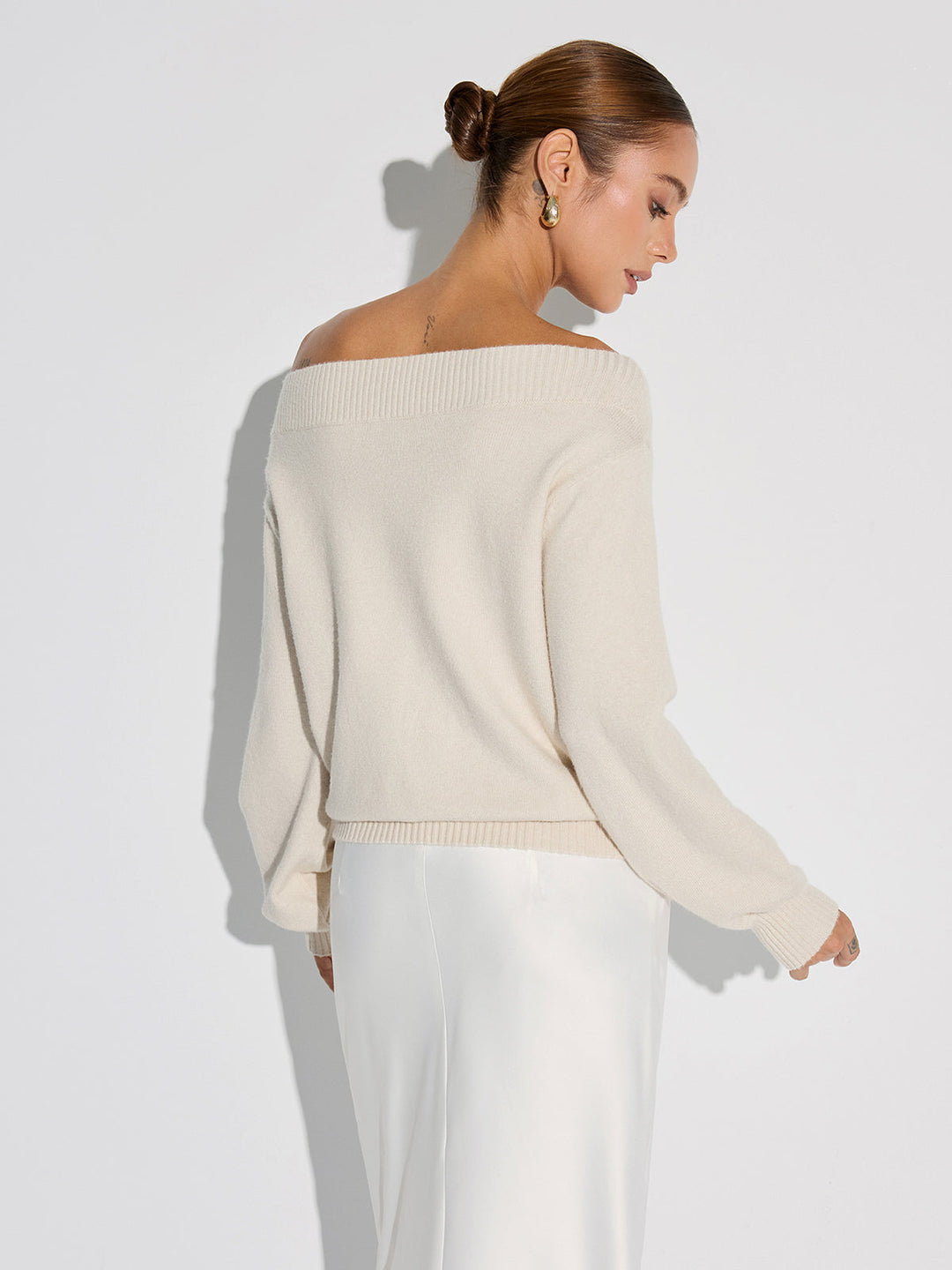 Rhinestone-Embellished Off-Shoulder Sweater  Liora Lane Boutique Sweaters