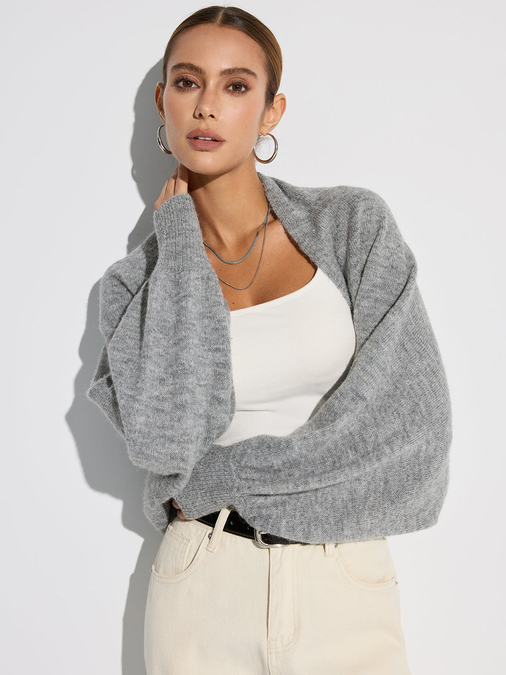 Wool Blend Oversized Batwing Sleeve Cardigan  Liora Lane Boutique Cardigans