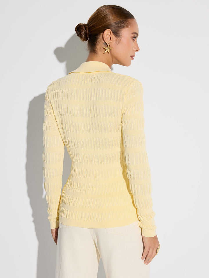 Shirt Collar Textured Knit Button Cardigan  Liora Lane Boutique Cardigans