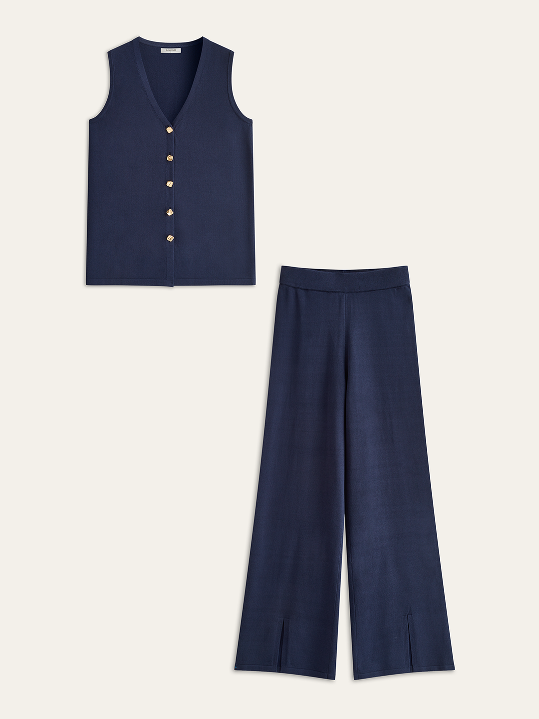 Golden Button Knit Vest Pants Set  Liora Lane Boutique Sweater Co-ords