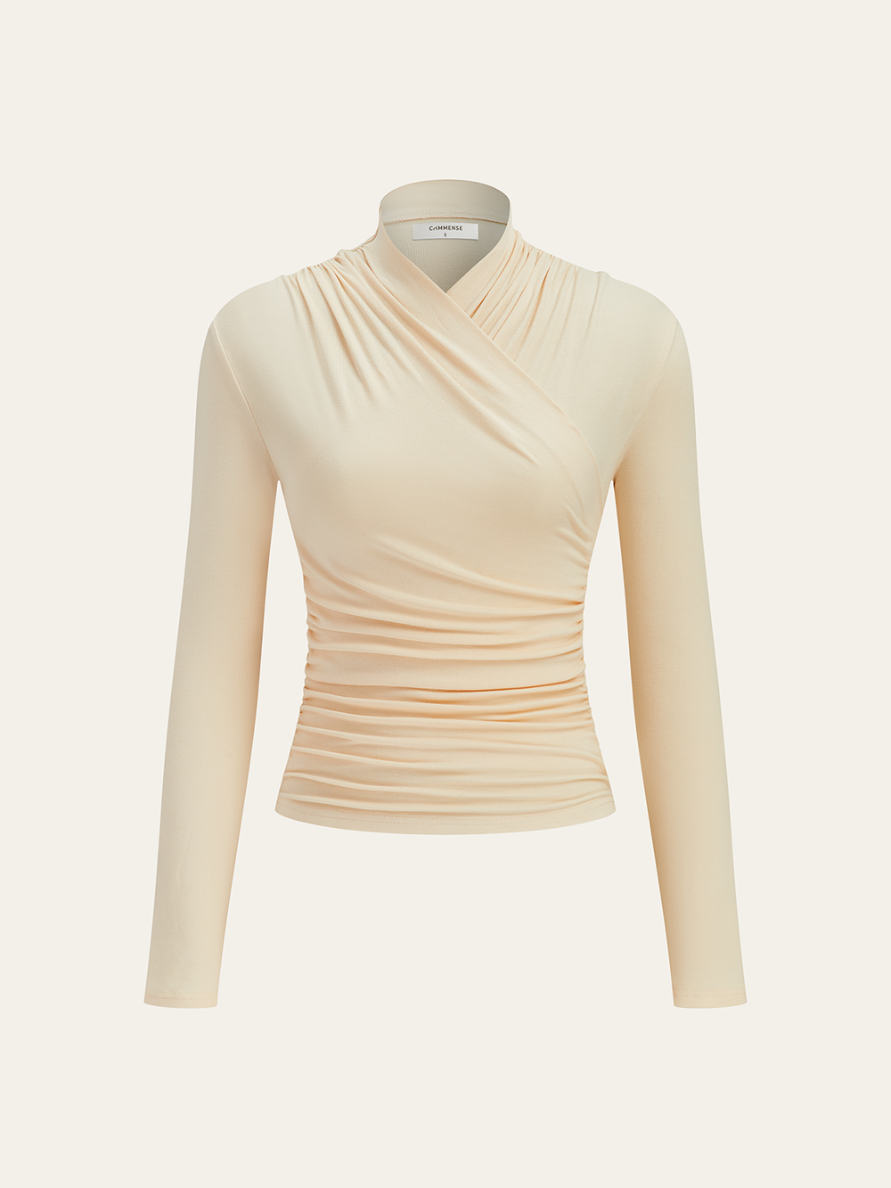 Cross-Over Collar Pleated Cinched T-Shirt  Liora Lane Boutique T-Shirts