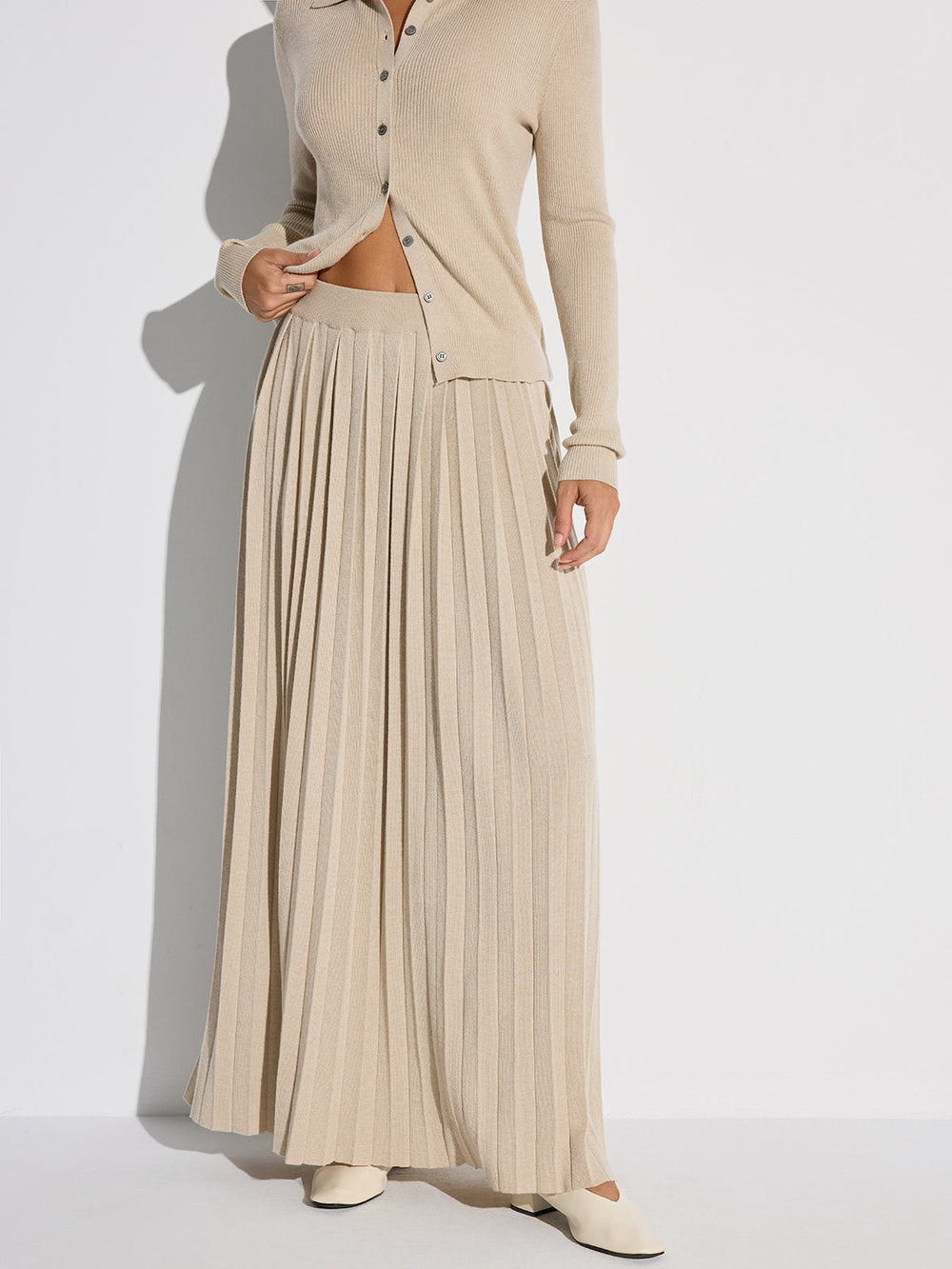 Pleated Wool Blend Sweater Skirt  Liora Lane Boutique Sweater Skirts