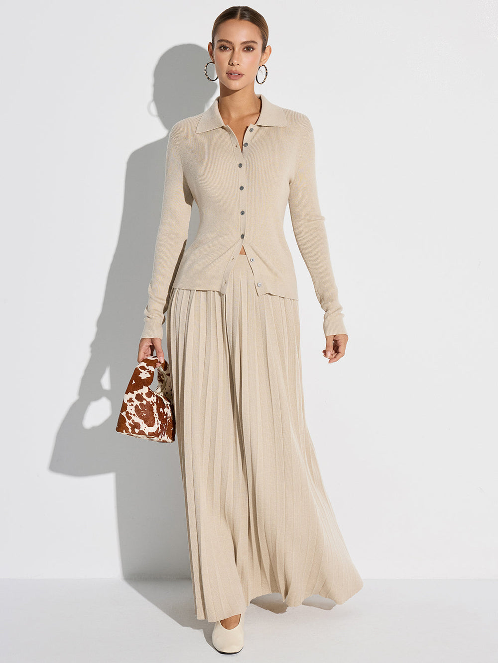Ribbed Wool Blend Polo Collar Cardigan  Liora Lane Boutique Cardigans