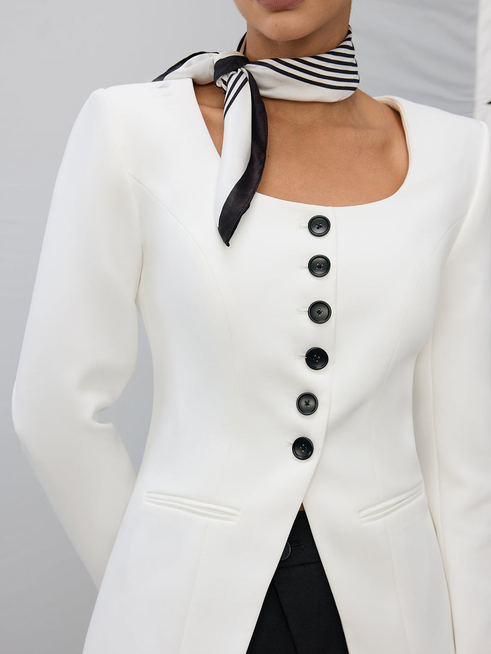 Square Neck Button Blazer  Liora Lane Boutique Blazers