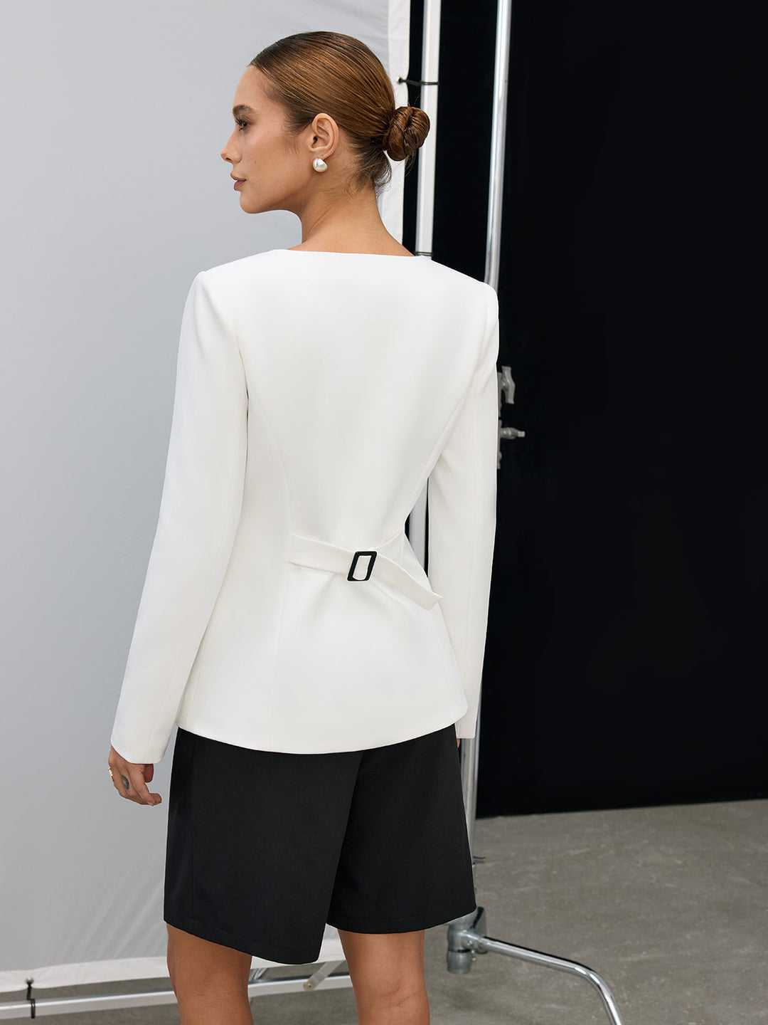 Square Neck Button Blazer  Liora Lane Boutique Blazers