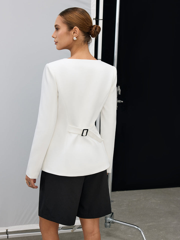 Square Neck Button Blazer  Liora Lane Boutique Blazers