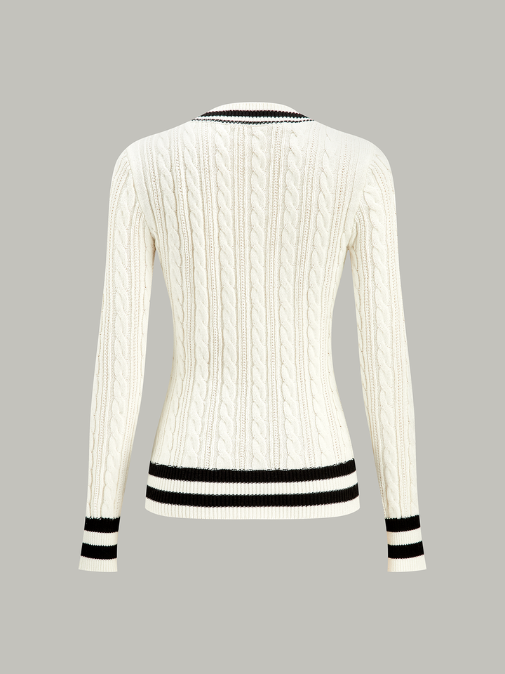 Cable-Knit Stripped Sweater  Liora Lane Boutique Sweaters