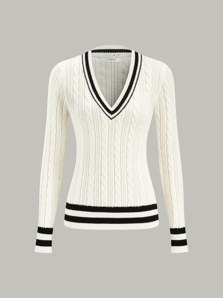 Cable-Knit Stripped Sweater  Liora Lane Boutique Sweaters