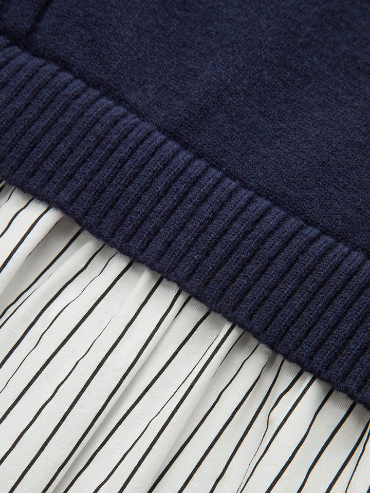 2 in 1 Cable-Knit Paneled Striped Midi Dress  Liora Lane Boutique Sweater Dresses