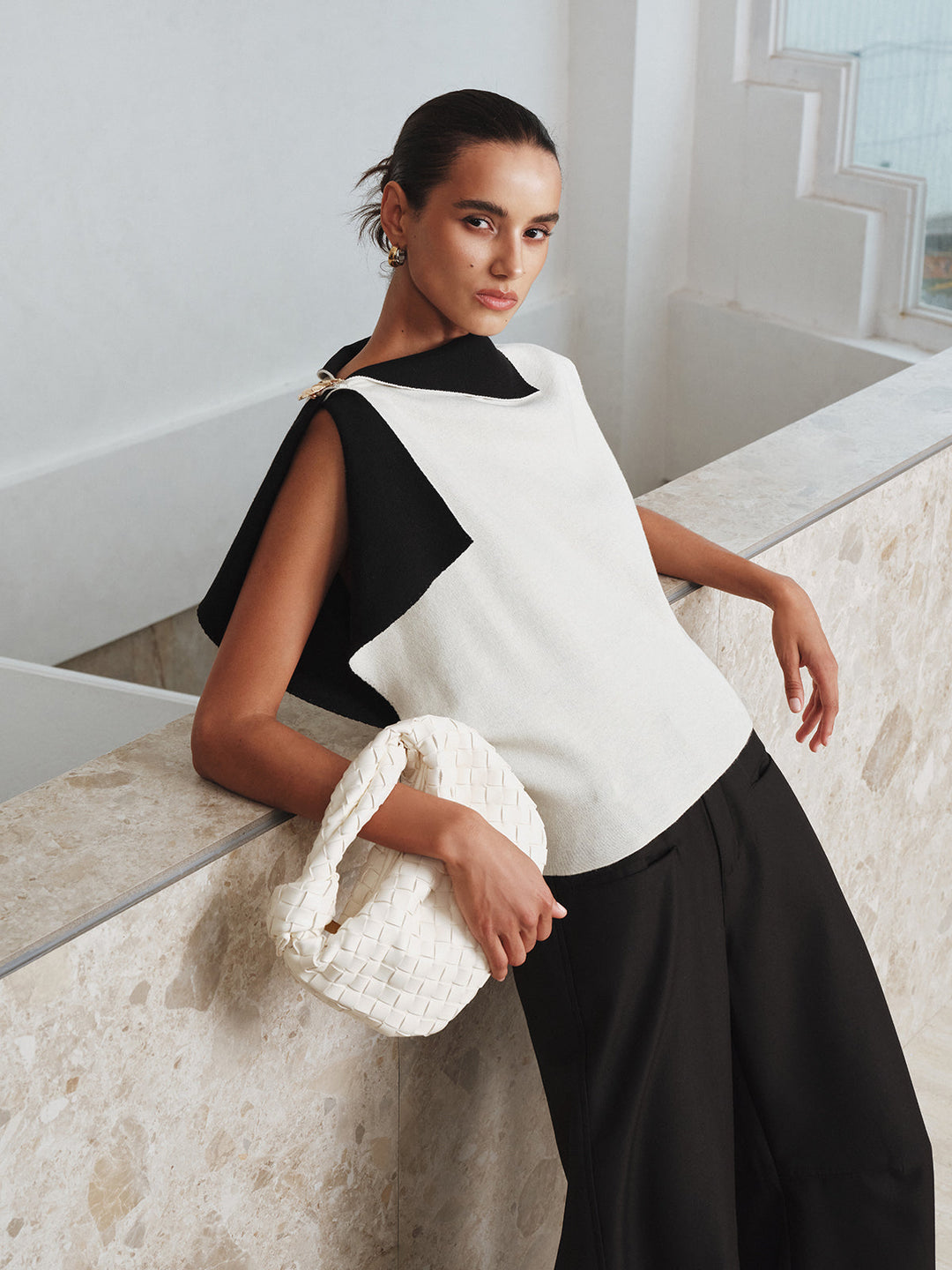 Asymmetric Color-Block Knit Top  Liora Lane Boutique Knit Tops