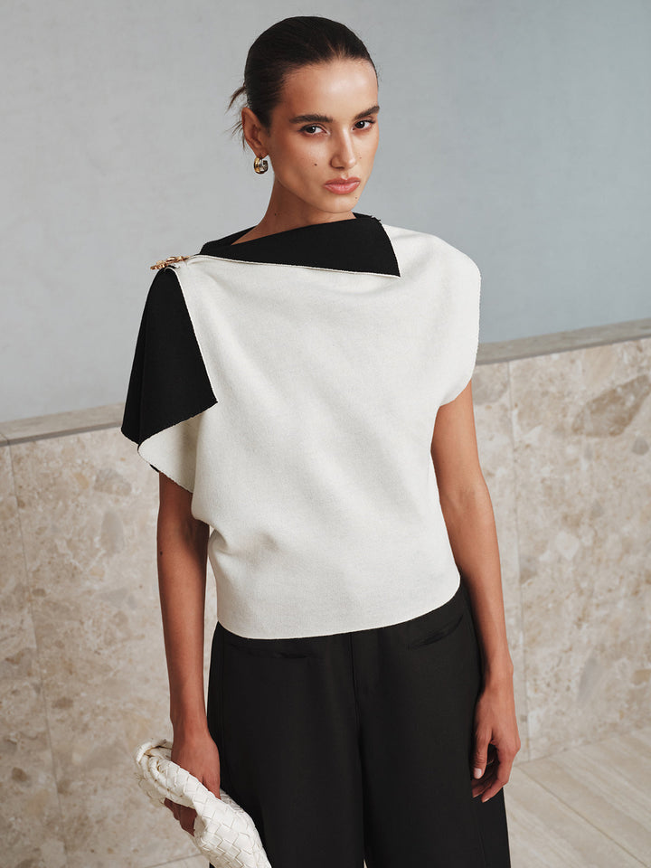 Asymmetric Color-Block Knit Top  Liora Lane Boutique Knit Tops