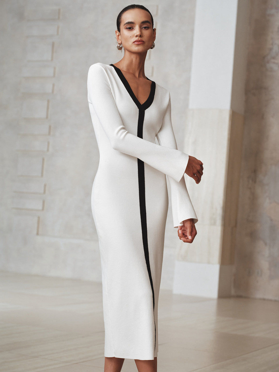 Contrast Trim Knit Maxi Dress  Liora Lane Boutique Sweater Dresses