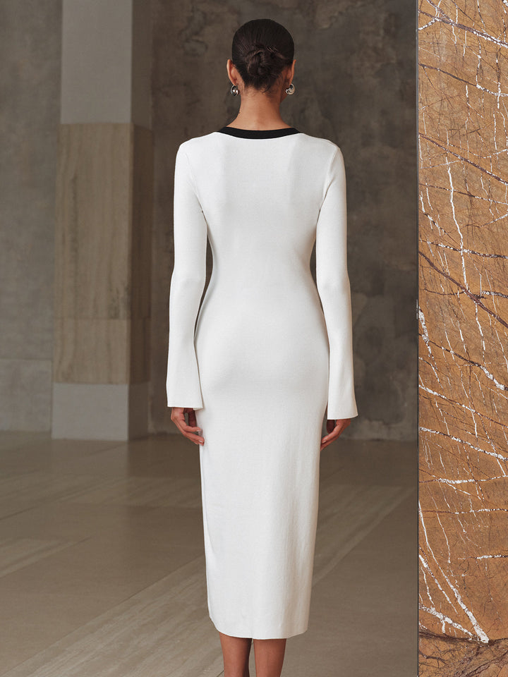 Contrast Trim Knit Maxi Dress  Liora Lane Boutique Sweater Dresses