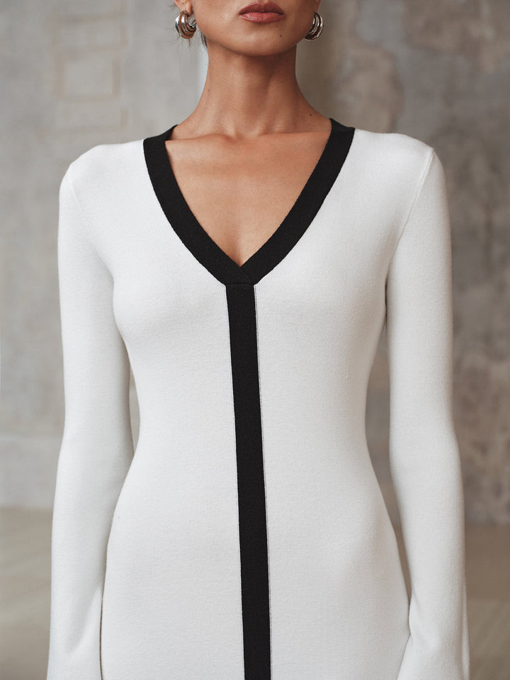 Contrast Trim Knit Maxi Dress  Liora Lane Boutique Sweater Dresses