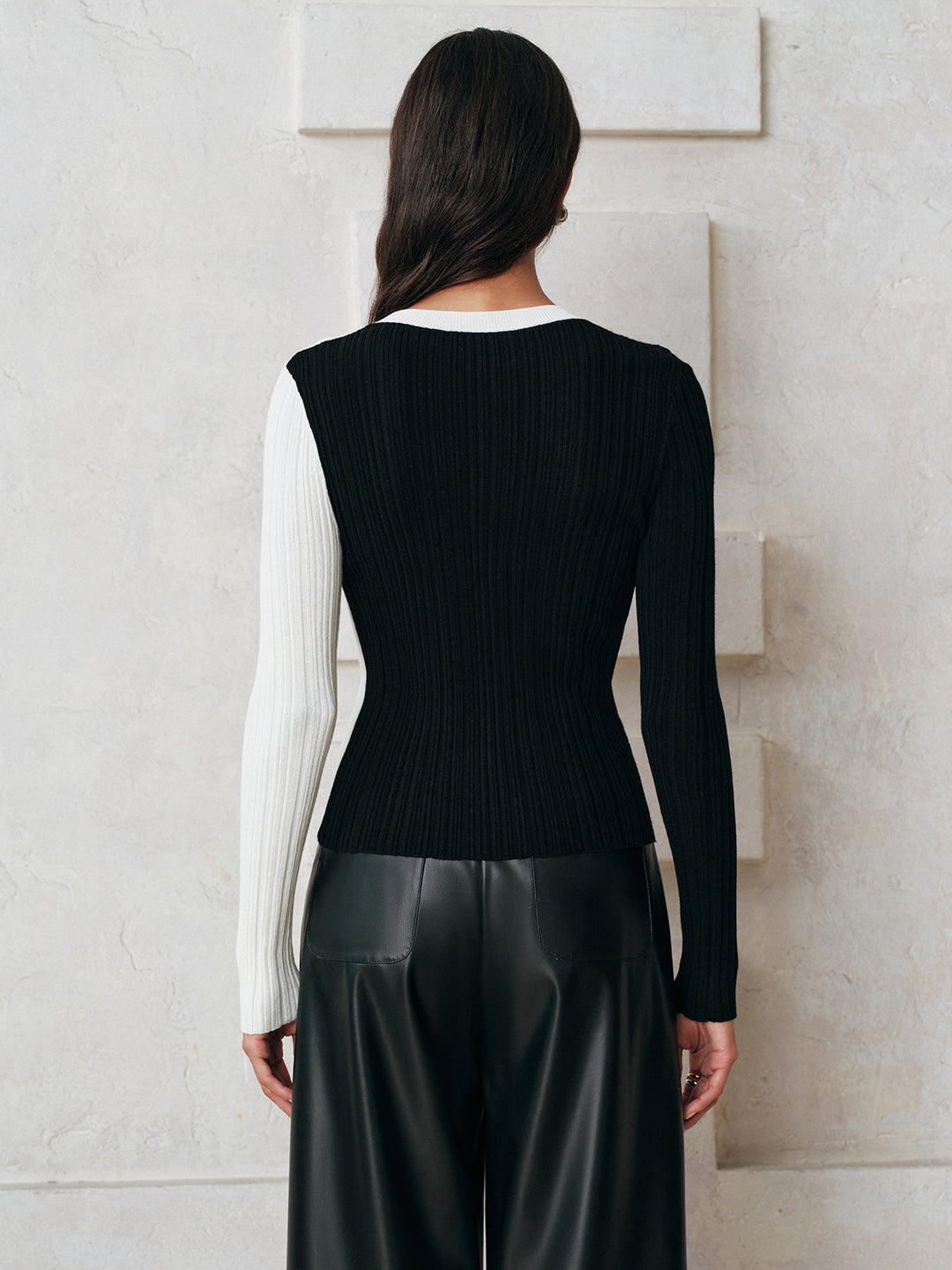 Asymmetric Color-Block Ribbed Sweater  Liora Lane Boutique Sweaters