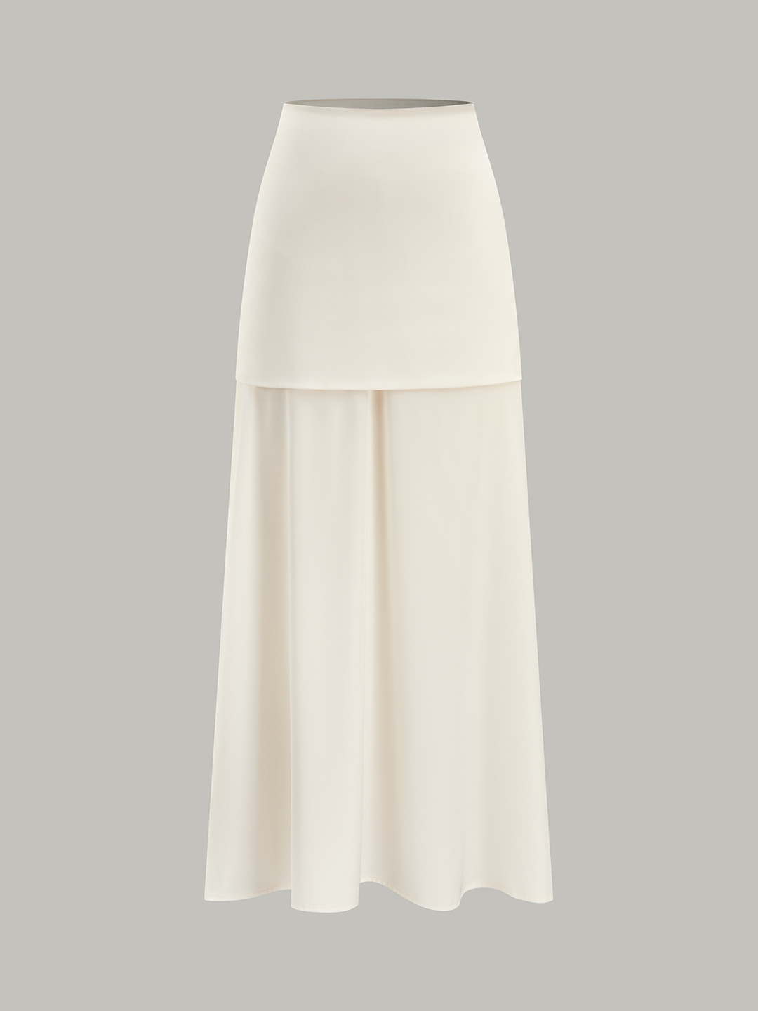 Layered Satin Maxi Skirt  Liora Lane Boutique Skirts Off-White / XL 38.00