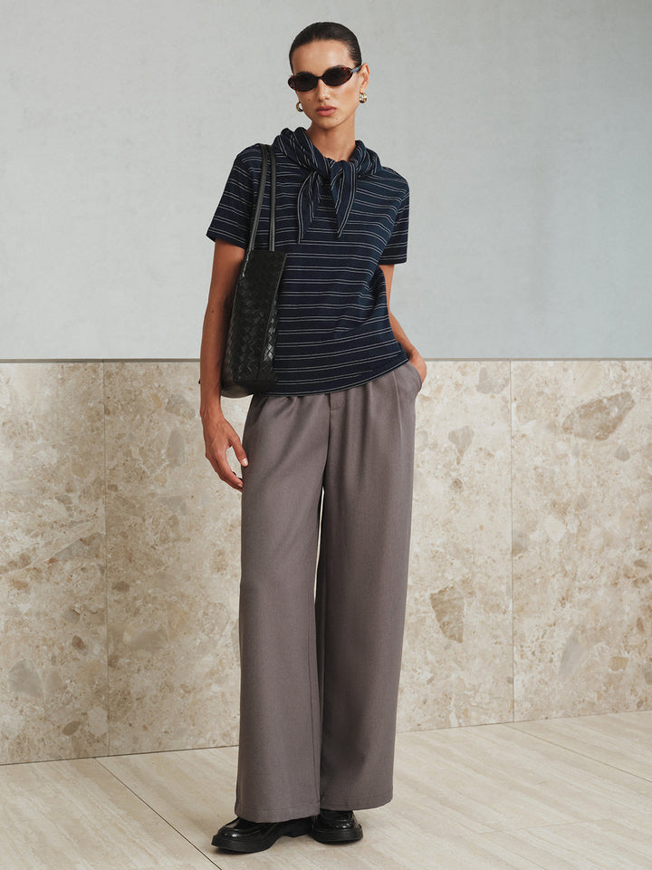 Striped Detachable Scarf Collar T-Shirt  Liora Lane Boutique T-Shirts