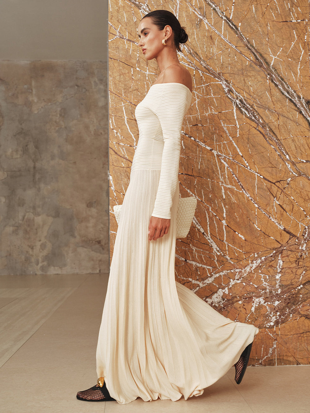Off-Shoulder Textured Knit Maxi Dress  Liora Lane Boutique Sweater Dresses