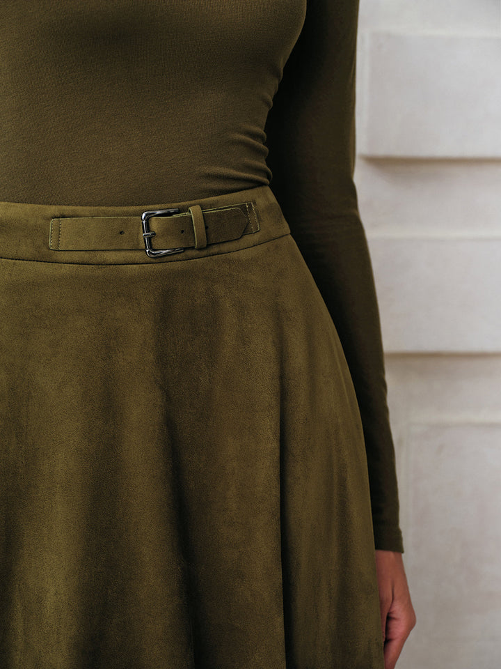 Suede A-Line Midi Skirt  Liora Lane Boutique Skirts