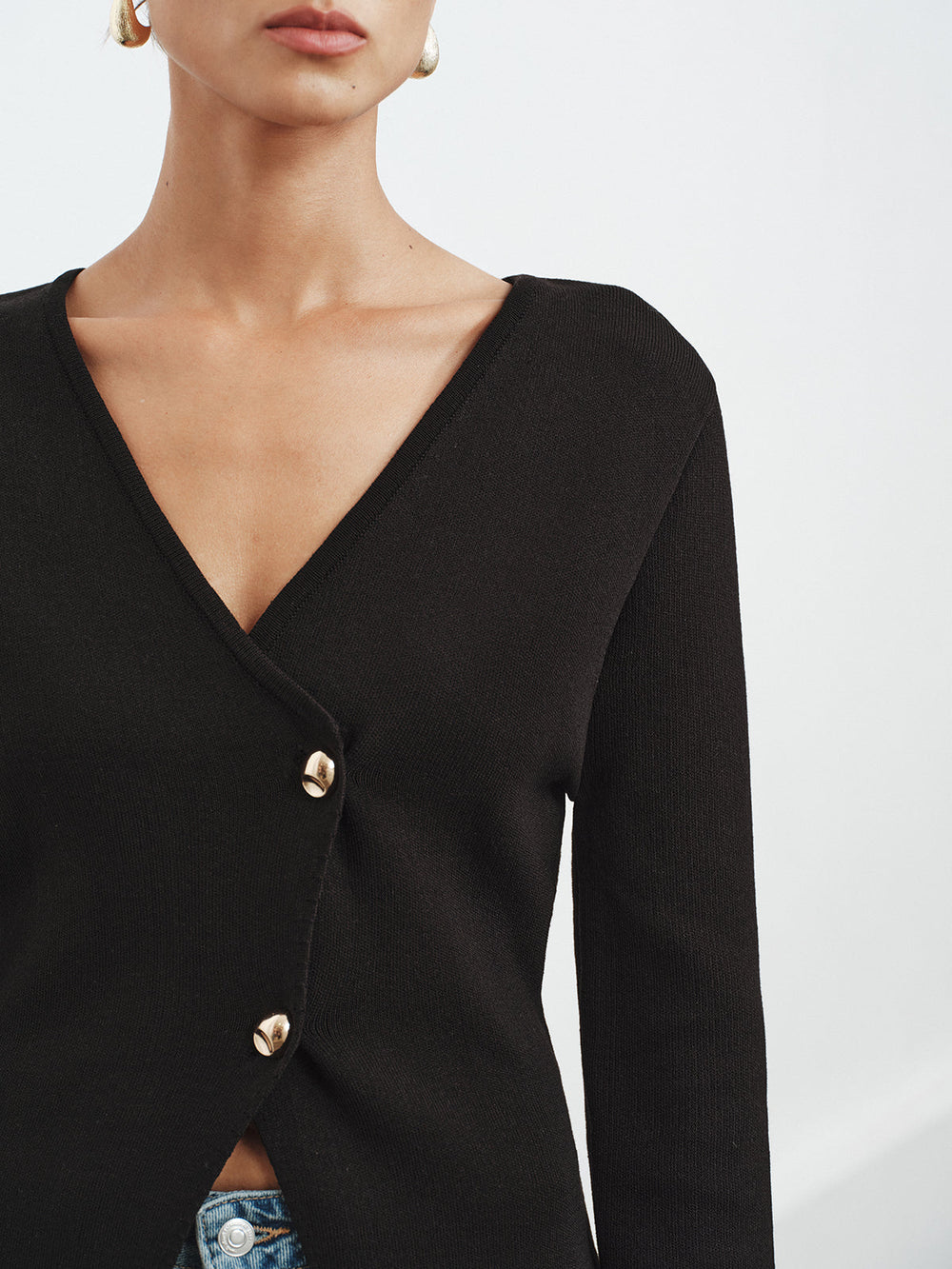 Asymmetric Buttoned Knit Cardigan  Liora Lane Boutique Cardigans