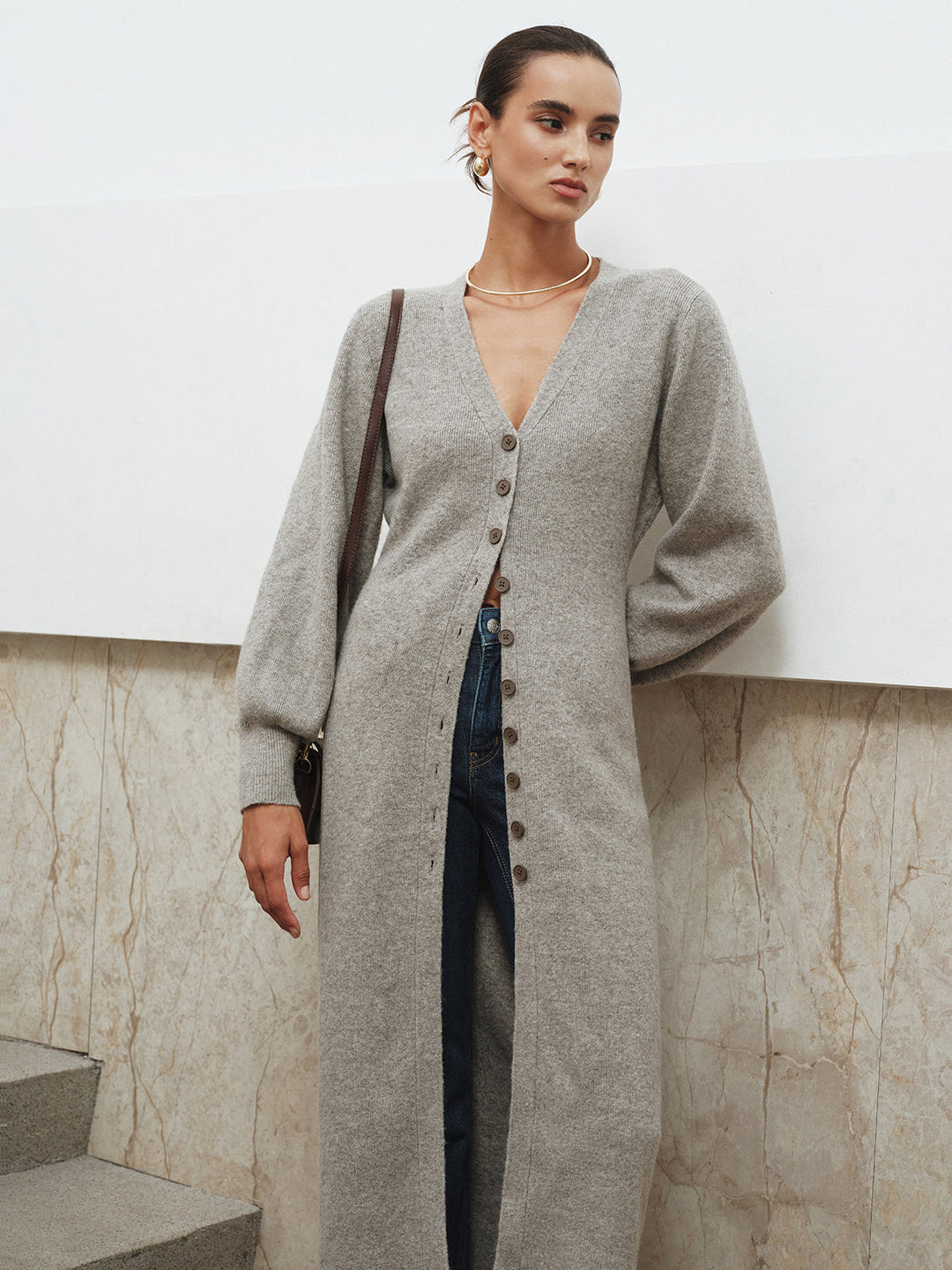 Button-Front Longline Knit Outerwear  Liora Lane Boutique Knit Outerwear