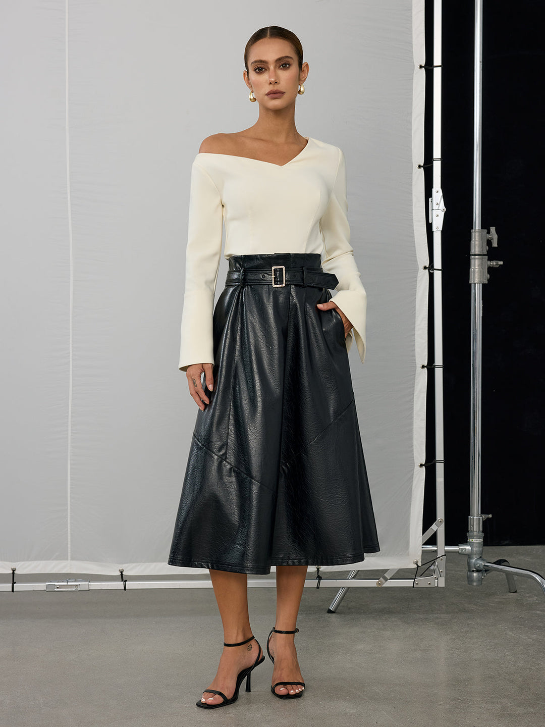 Asymmetric Off-Shoulder Bell-Sleeve Top  Liora Lane Boutique T-Shirts