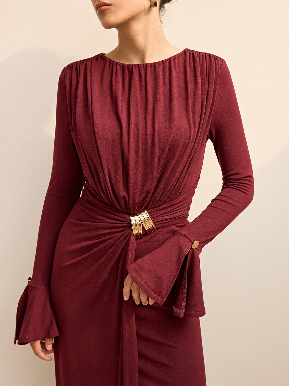 Long-Sleeve Draped Maxi Dress  Liora Lane Boutique Dresses