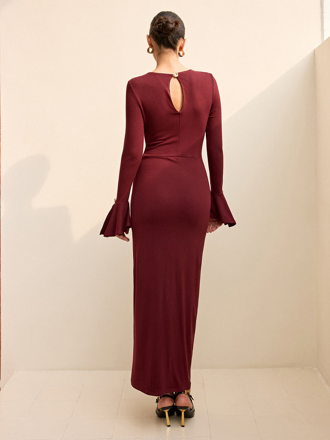 Long-Sleeve Draped Maxi Dress  Liora Lane Boutique Dresses