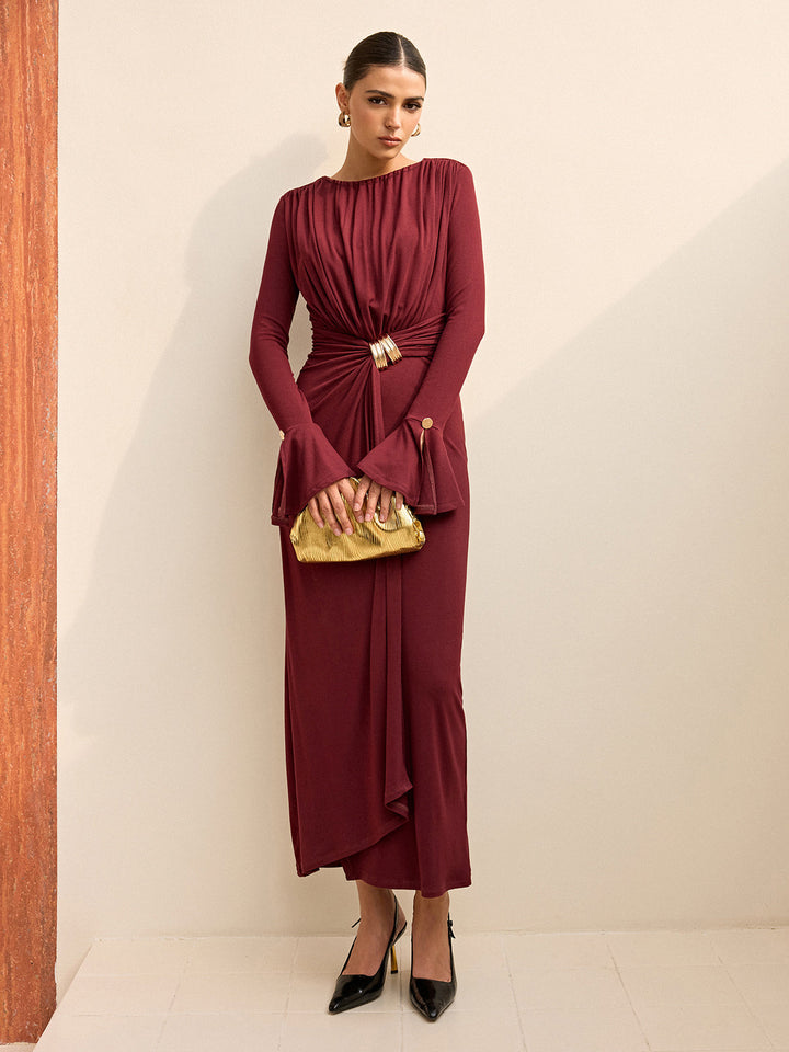 Long-Sleeve Draped Maxi Dress  Liora Lane Boutique Dresses