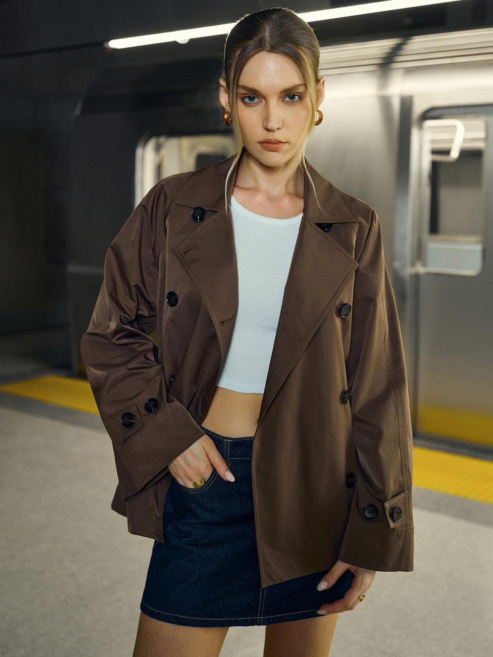 Double-Breasted Trench Coat  Liora Lane Boutique Trench Coats