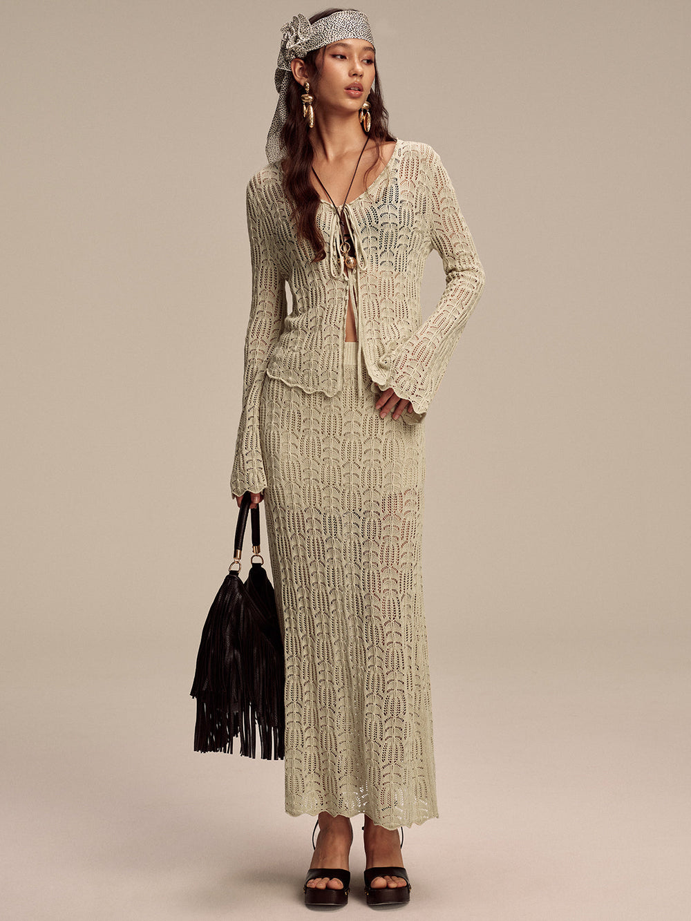 Tencel Flared Sleeve Knit Skirt Set  Liora Lane Boutique Sweater Co-ords