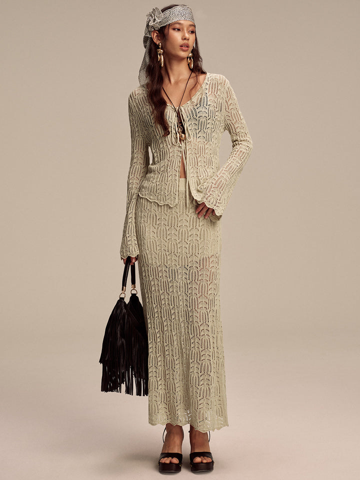 Tencel Flared Sleeve Knit Skirt Set  Liora Lane Boutique Sweater Co-ords