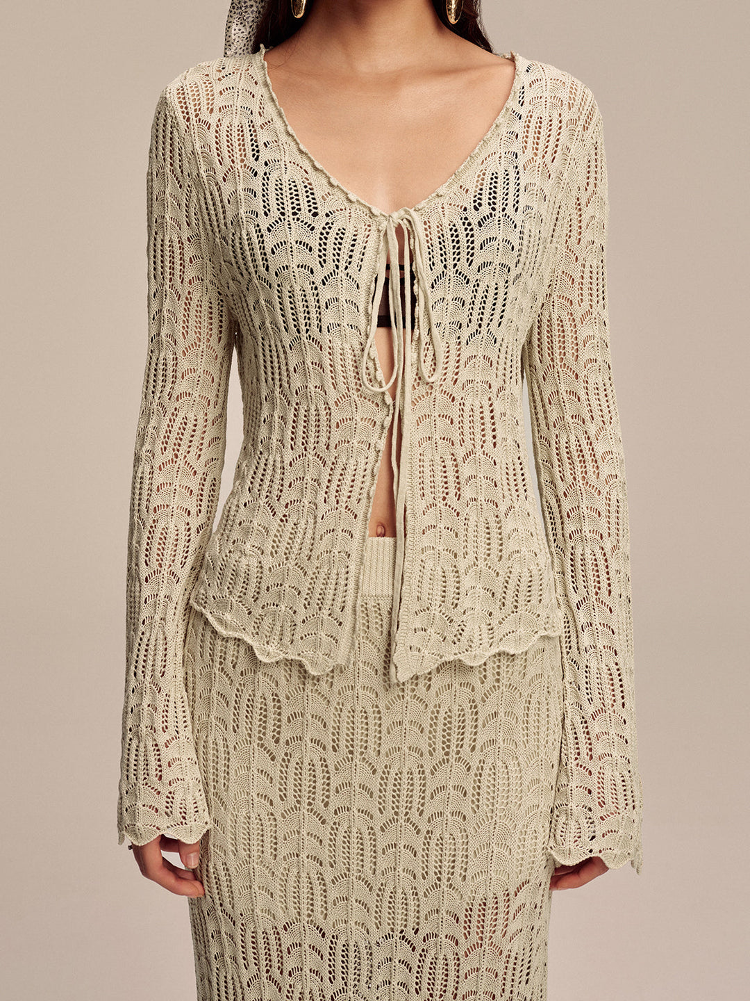 Tencel Flared Sleeve Knit Skirt Set  Liora Lane Boutique Sweater Co-ords