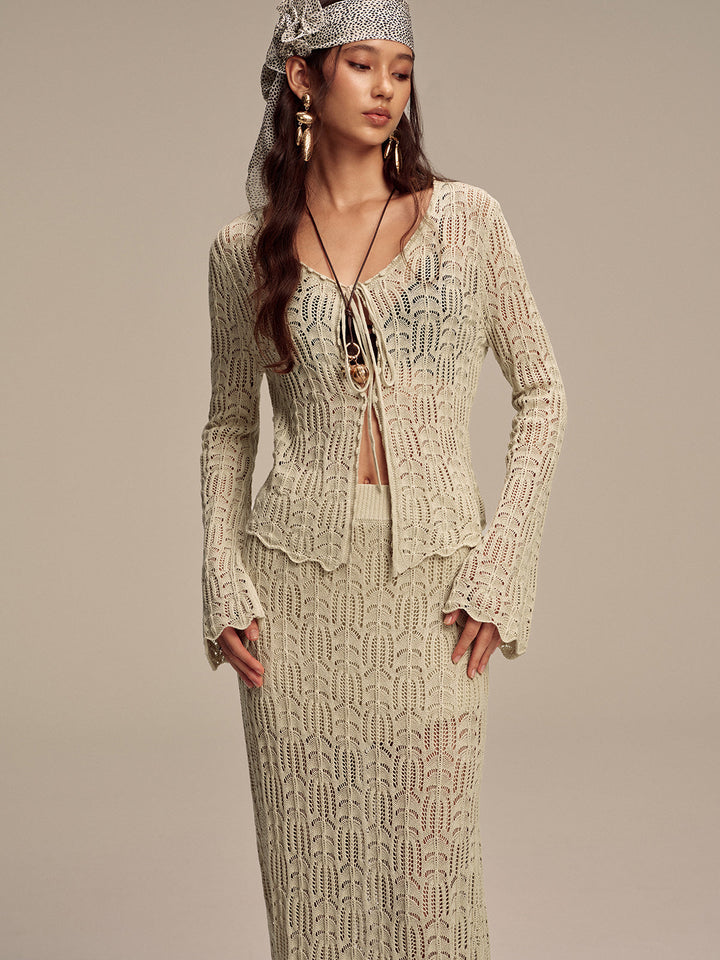 Tencel Flared Sleeve Knit Skirt Set  Liora Lane Boutique Sweater Co-ords