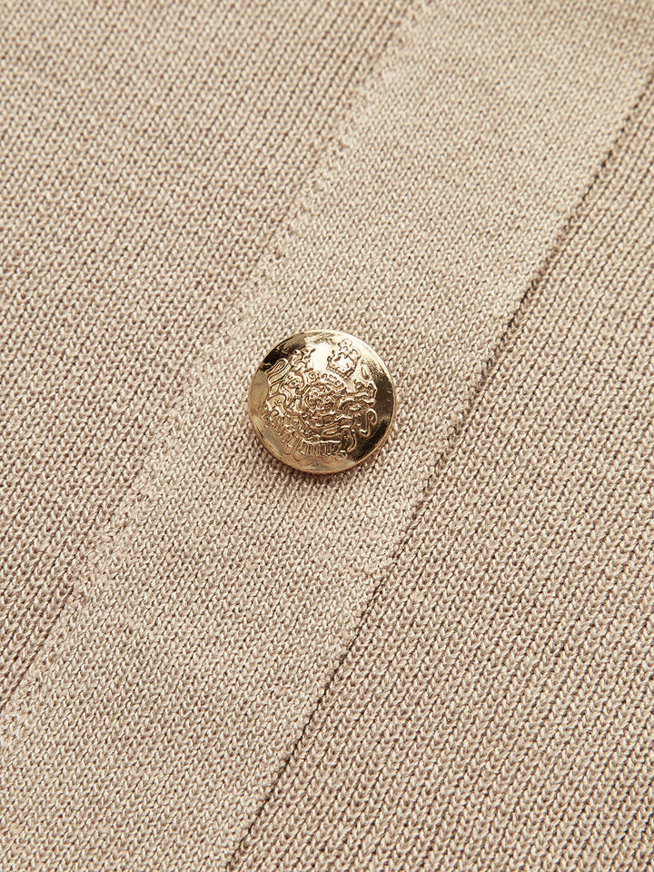 Metal Button Collared Cardigan and Midi Skirt Set  Liora Lane Boutique Sweater Co-ords